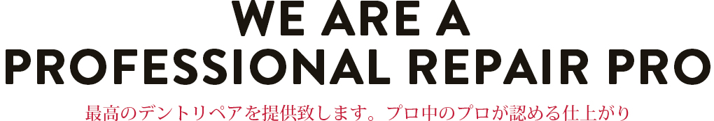 WE ARE A PROFESSIONAL REPAIR PRO 最高のデントリペアを提供致します。プロ中のプロが認める仕上がり